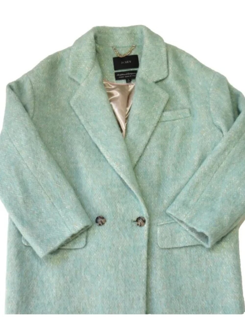 NWT J.Crew Relaxed Topcoat in Wintermint Italian Brushed Wool Oversized Coat S - Picture 7 of 11